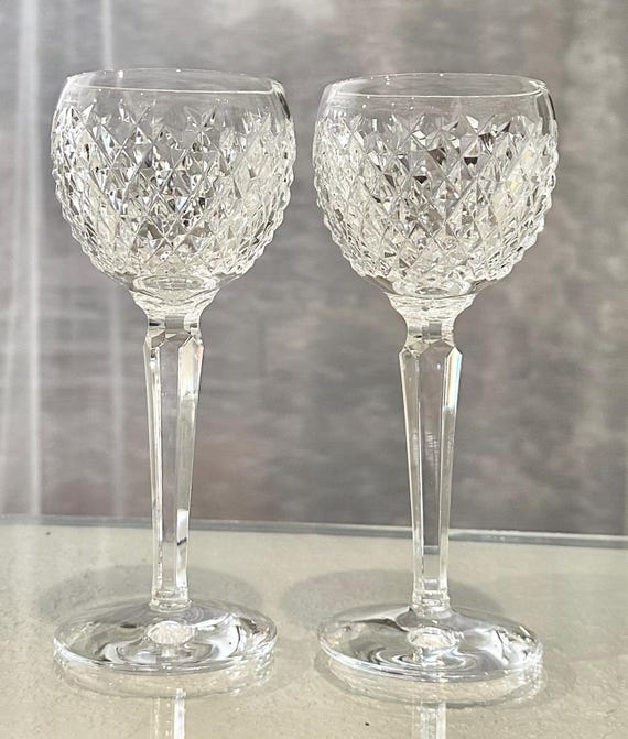 Vintage Waterford Alana Crystal Hock Wine Glasses, Set of 2
