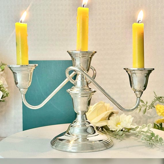 Sterling Silver Candelabra Wm Rogers / Vintage Rogers 3 Arm Sterling Candelabra / Vintage Silver Candle Holder / Sterling Silver Centerpiece