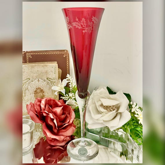Lenox Holiday Gems Red Champagne Flute Christmas Crystal Replacement