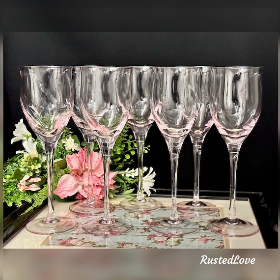 Noritake Pierpoint Pink Water Glasses / Vintage Pierpoint Pink Water Goblets / Noritake Water Glasses / Pierpoint Pink Water Goblets - 6