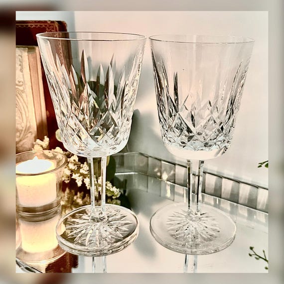 Waterford Lismore Water Glasses Crystal Vintage Set of 2