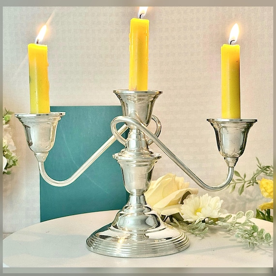 Sterling Silver Candelabra Wm Rogers / Vintage Rogers 3 Arm Sterling Candelabra / Vintage Silver Candle Holder / Sterling Silver Centerpiece