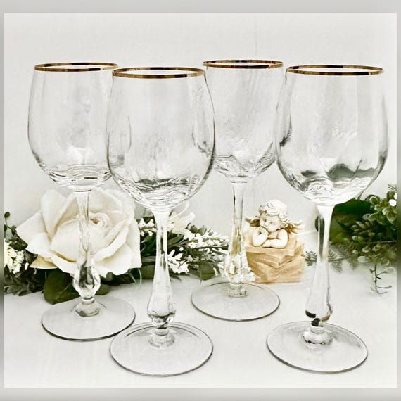 Vintage Oneida Belcourt Gold Water Goblets  Set of 4