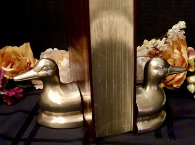 Duck Book Ends solid Brass Vintage Mid Century Modern Nautical Paperweights Pair .......... RustedLoveCo