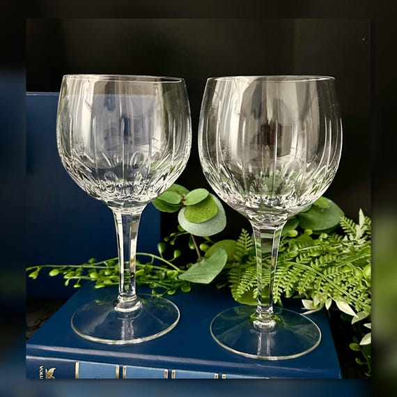 Diana Clear Josair Water Glasses / Vintage Diana Cut Water Glasses / Vintage Josair Dianna Water Goblets / Diana Josair Water Glasses - 2