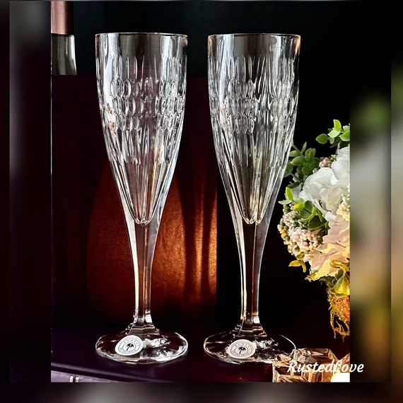 Bombay Co Champagne Flutes / Vintage Wedding Toasting Flutes / Bombay Co Champagne Glasses / Wedding Toasting Champagne Flutes - 2