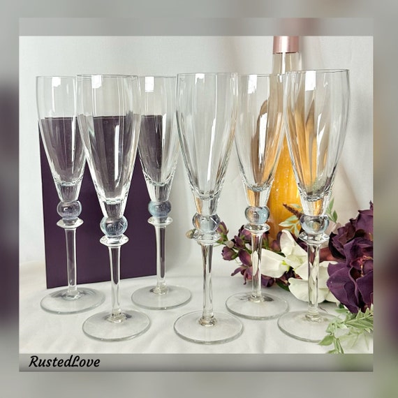 Champagne Flutes Blown Glass Tall Glasses / Glass Champagne Toasting Glasses / Wedding Champagne Glasses / Champagne Toasting Glasses - 6