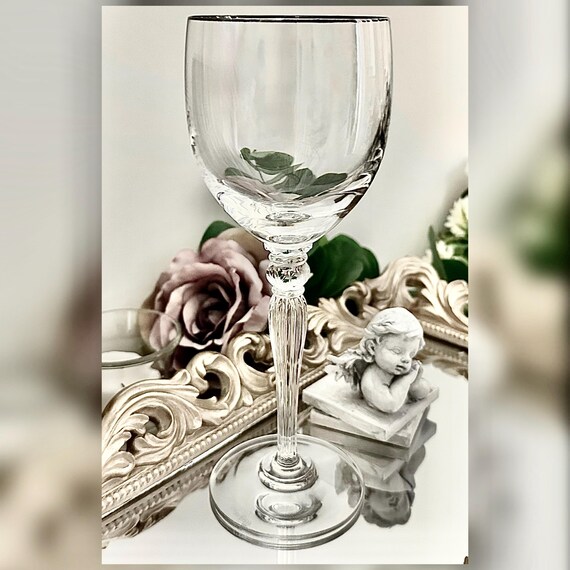 Vintage Waterford Carleton Platinum Rim Wine Glass Crystal