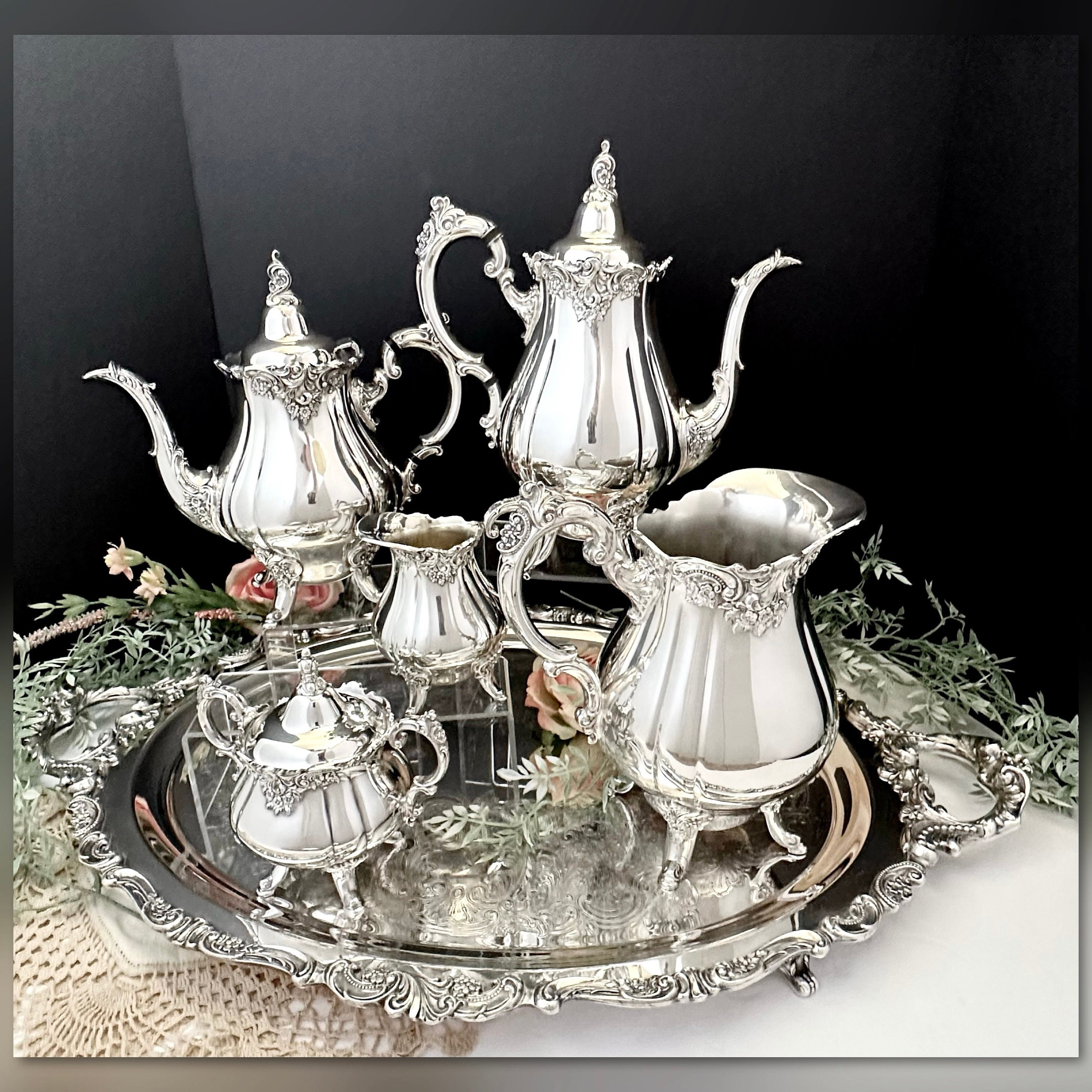 Vintage Silver Plated Tea Set / Wallace Baroque Tea and Coffee Etsy
