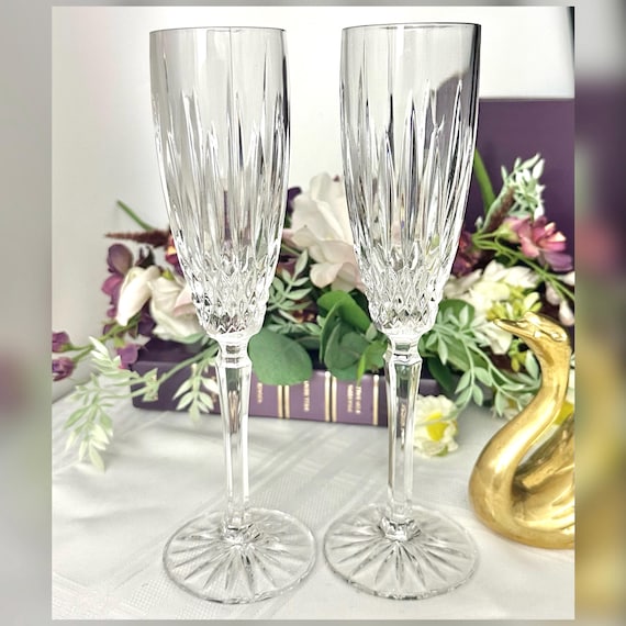 Mikasa Old Dublin Champagne Flutes / Vintage Mikasa Crystal Toasting Glasses / Old Dublin Mikasa Toasting Glasses / Mikasa Toasting Flutes