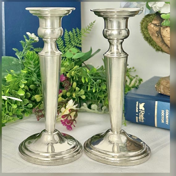 Vintage Sterling Silver Candlesticks Pair Weighted Candle Holders 6" Elegant Table Decor