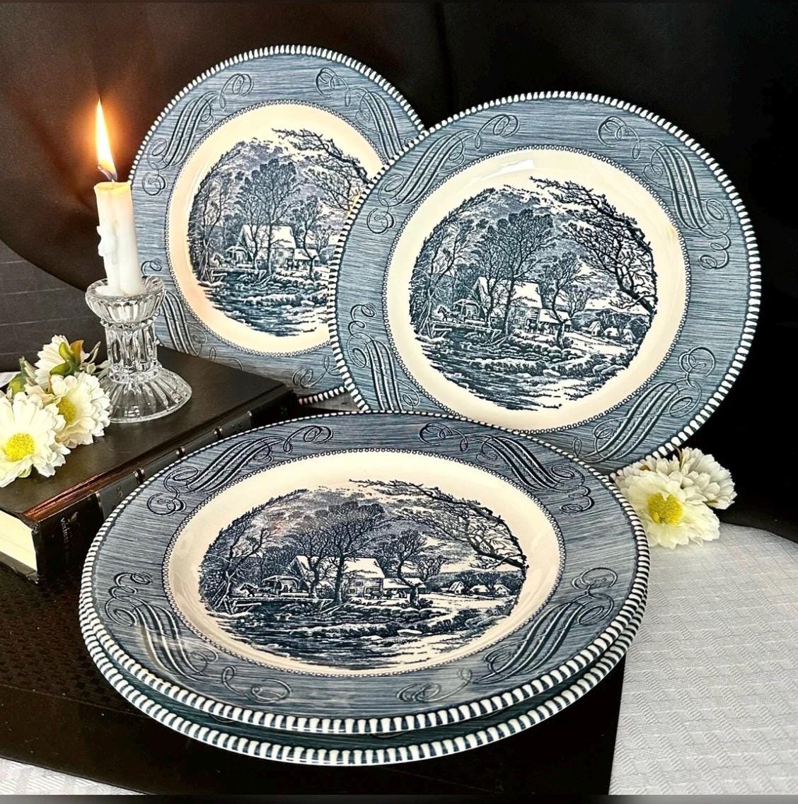 Currier & Ives Old Grist Dinner Plates Set of 4 Royal China