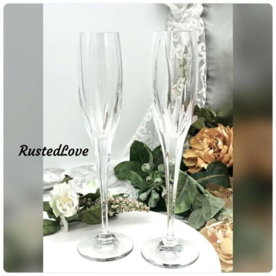 Set of 2 Mikasa Crystal Champagne Flutes Glasses Gift For Couples