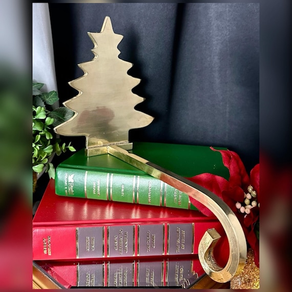 Vintage Brass Christmas Stocking Holder Tree Mantel Hook Decor