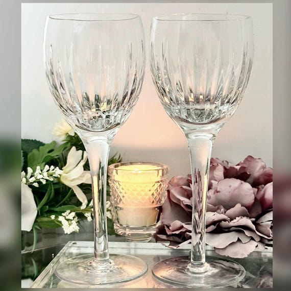 Stuart Monaco Claret Wine Glasses Pair Crystal Stemware Vintage