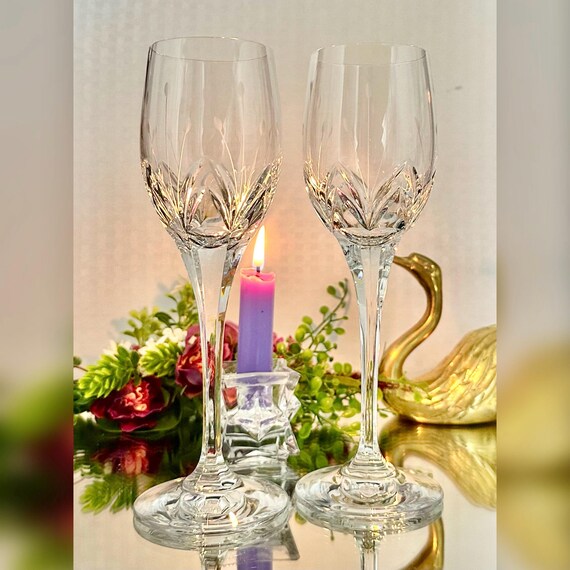 Mikasa Petit Points Wine Glasses / Vintage Mikasa Barware Wine Goblets / Petit Point Mikasa Wine Glasses / Pair Mikasa Wine Glasses