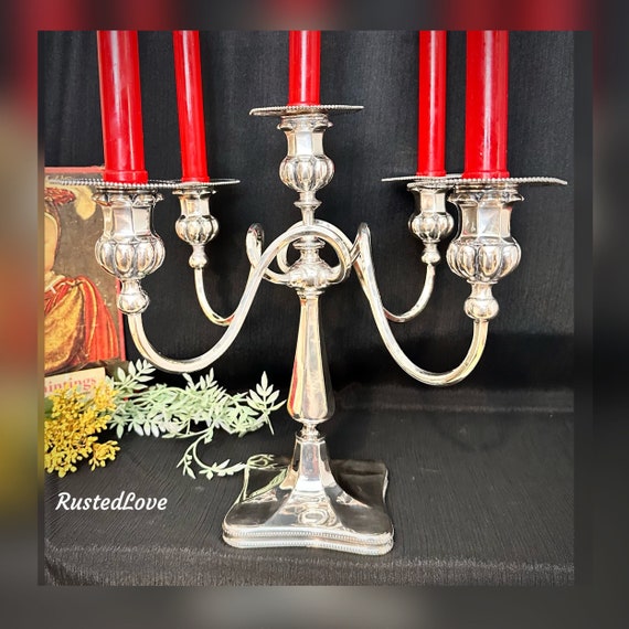 Antique Meridian Candelabra / Meridian Silverplated Candelabra / Aesthetic Period Candle Holder / Meridian Silver #3207 / Antique Candelabra