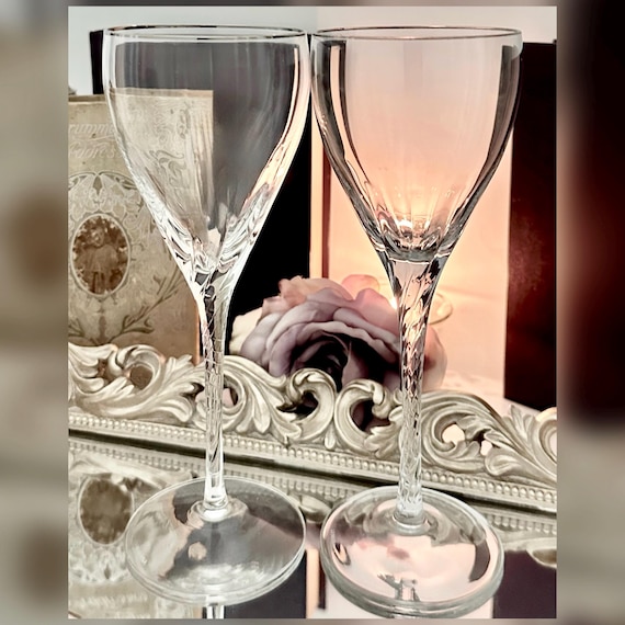 Lenox Encore Platinum Wine Glasses Pair Silver Rim Vintage Stemware