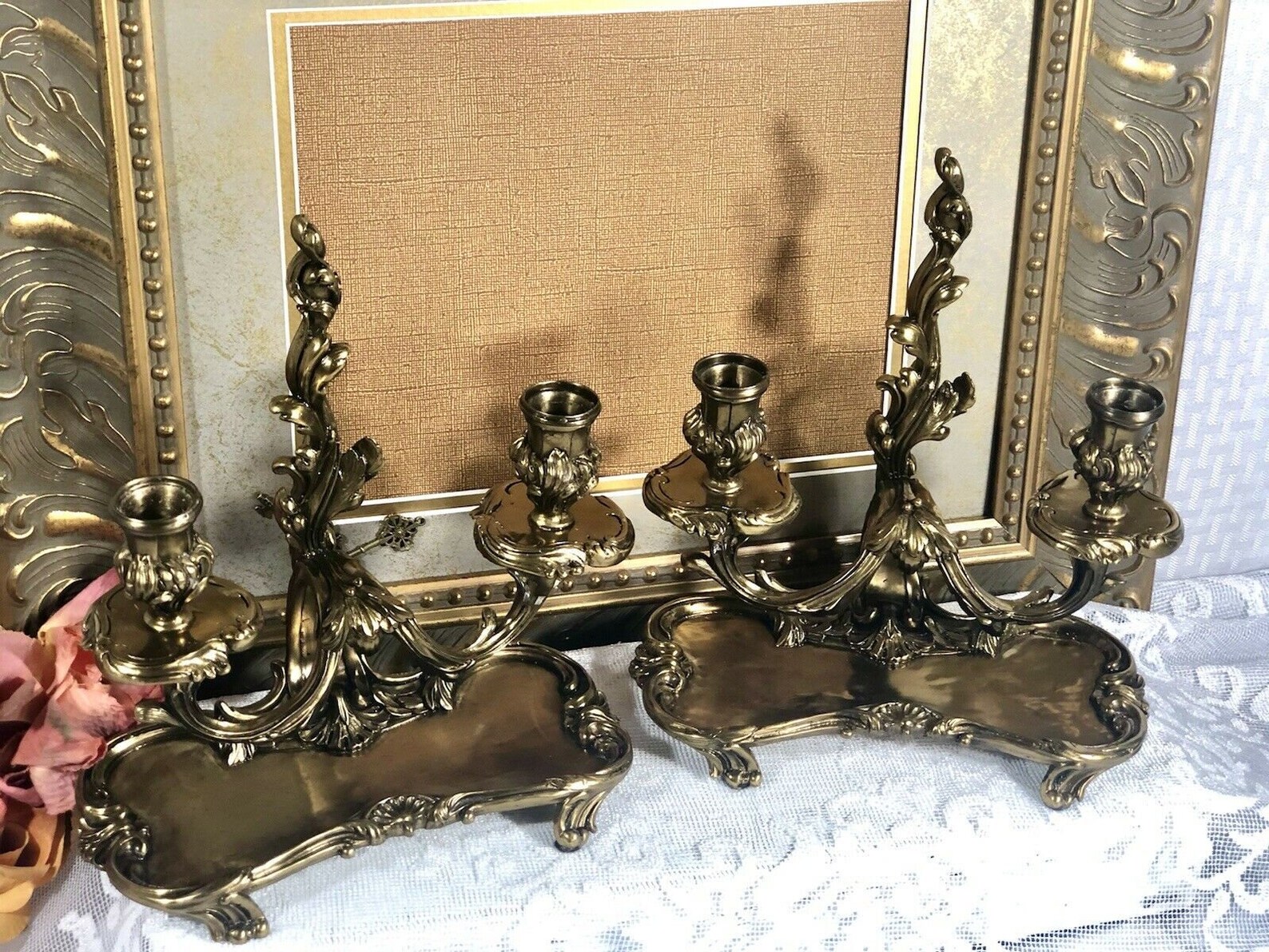 Vintage Solid Brass Candle holders Double taper candlesticks Etsy