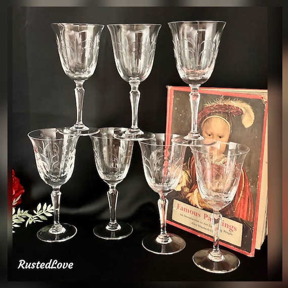 Water Glasses Tiffin-Franciscan / Tiffin Chardonay Water Goblets / Vintage Water Glasses /Tiffin Franciscan Water Glass Set - 7