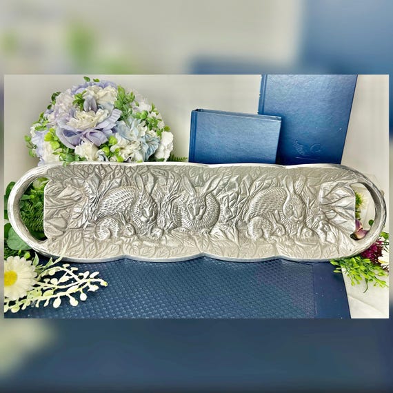 Wilton Armetale Bunny Rabbit Tray Vintage Pewter Serving Tray Easter Decor