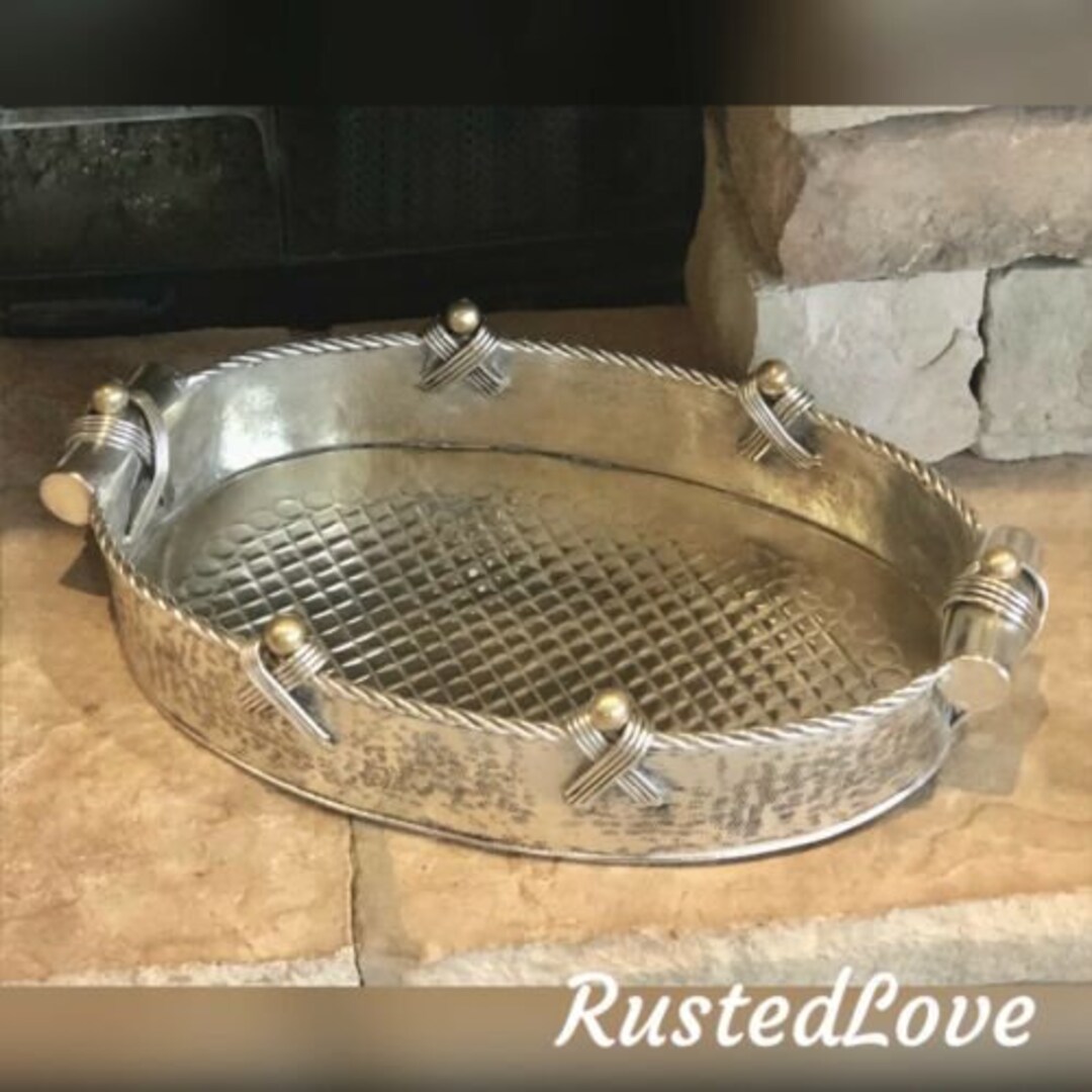 Silver Plated Tray / John Richards / Vintage Tray / Hand Hammered