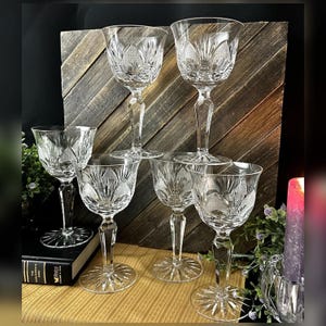 Bohemia 24% Lead Crystal Wine Glasses Set of 6 Cut Crystal Boxed Vintage bild 9