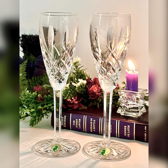 Waterford Crystal Argalin Champagne Flutes / Vintage Champagne Toasting Glasses / Argalin Waterford Champagne Toasting Glasses