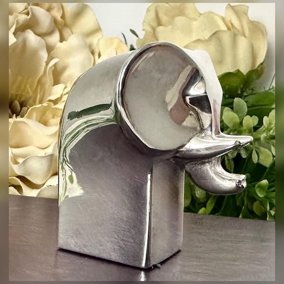 Dansk Gunner Cyren Elephant Silverplate Figurine Modern Paperweight