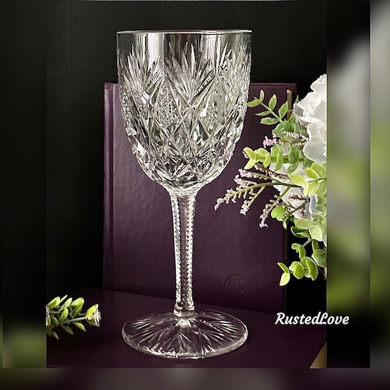 St Louis Florence Cut Crystal Water Glass / Florence Pineapple Cut Water Glass / Vintage St Louis Blown Glass / St Louis Water Goblet - 1