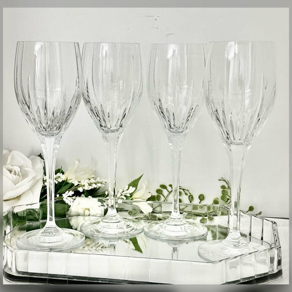 Mikasa Arctic Lights Crystal Goblets Set of 4 Vintage Barware