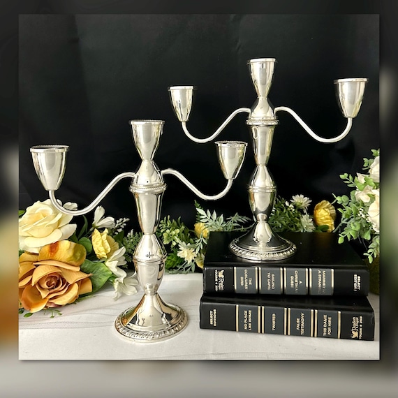 Sterling Silver Duchin Creations Candelabras / Duchin Sterling Vintage Candle Holders / 3 Arm Sterling Silver Candle Holders / Duchin Silver