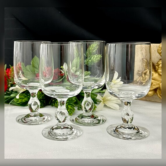 Kosta-Boda Solvig Wine Glasses / Solvig Bubble Stem Wine Glasses / Kosta Boda Blown Wine Glasses / Solvig 5 1/8" Wine Glasses - 4 *Read