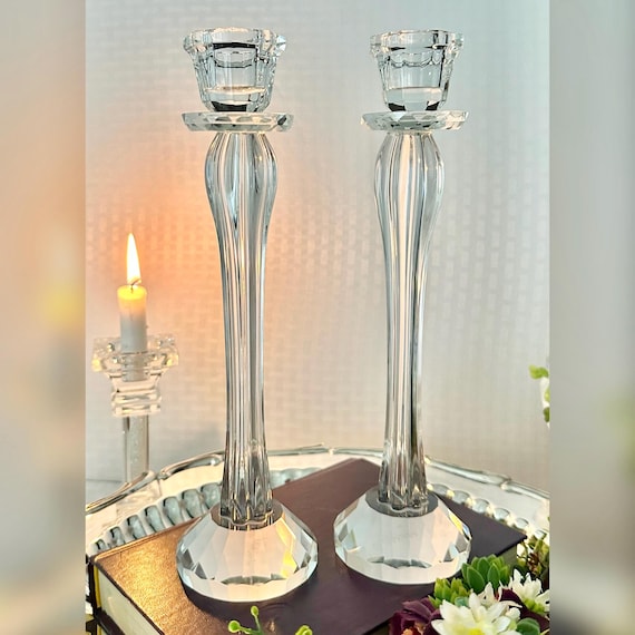Mikasa Candle Holders / Mikasa Crystal Candlesticks / Signed Mikasa Taper Holders / Vintage Mikasa Flower Candle Holders / Rare Candlesticks