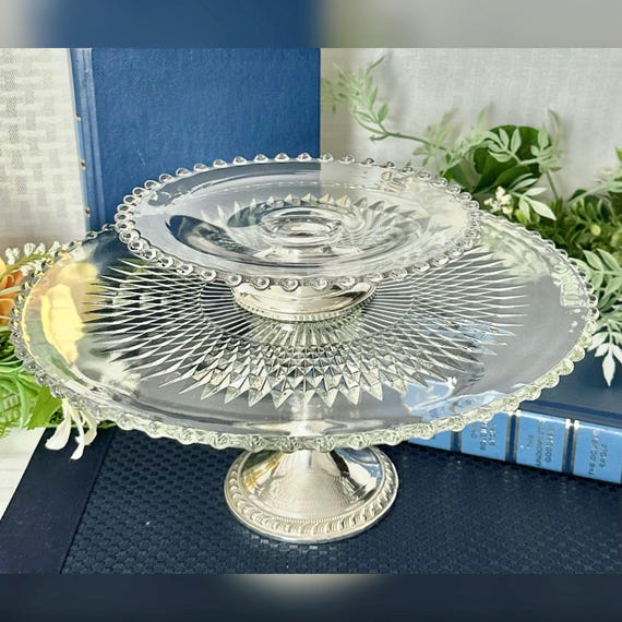 Duchin Sterling and Glass Cake Stands  / Sterling Base Dessert Pedestal Plates / Sterling Silver Cake Stands / Duchin Silver Cake Stands - 2