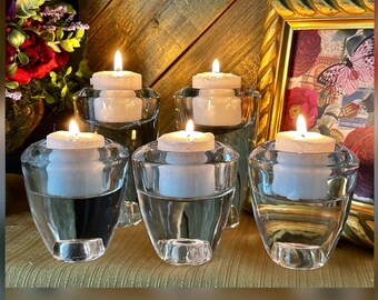 Modern Glass Candle Holders / Glass Tea Light Holders / Candle Stick Taper Holders / Glass Candle Stick Holders / Set of Glass Candlesticks