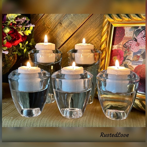 Modern Glass Candle Holders / Glass Tea Light Holders / Candle Stick Taper Holders / Glass Candle Stick Holders / Set of Glass Candlesticks