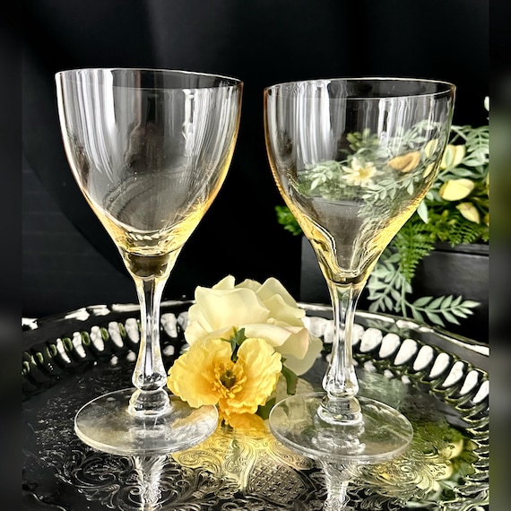 Vogue Fostoria Gold Tint Water Glasses / Vogue Gold Fostoria Water Goblets / Vogue Water Goblets / Vintage Fostoria Gold Water Glasses