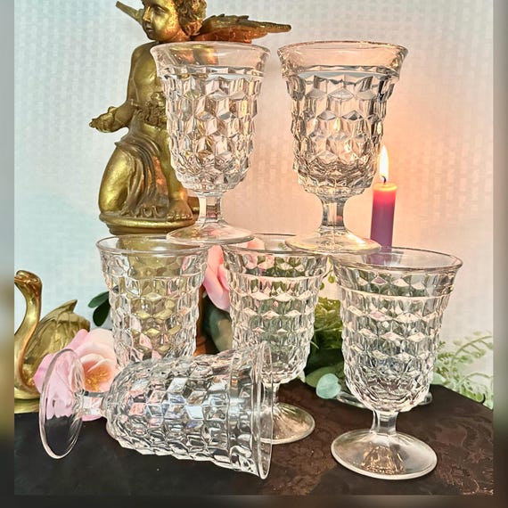 Fostoria American Clear Low Water Goblets / American Clear 5.5" Water Glasses / Vintage Fostoria Glasses / American Clear Pressed Glass