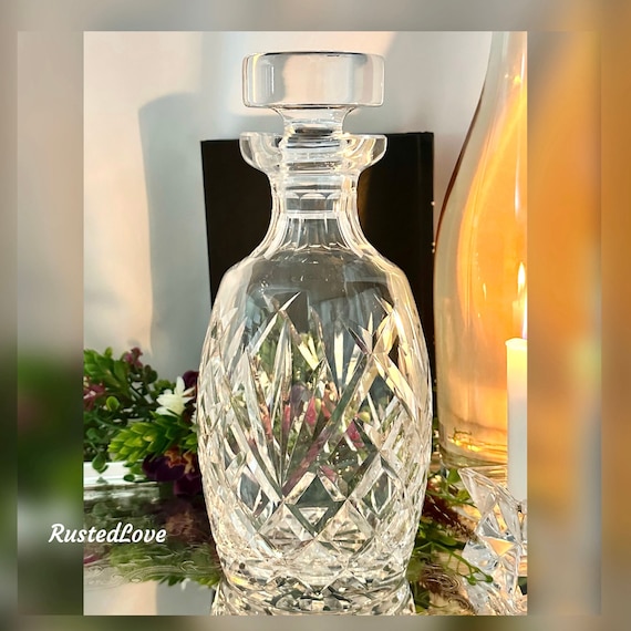 Waterford Crystal Drogheda Decanter / Clear Vintage Waterford Crystal Decanter / Blown Glass Liquor Holder / Waterford Drogheda Decanter