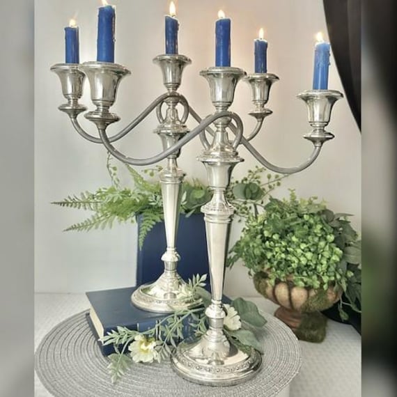 Sterling Silver Candelabras Frank Whiting Talisman Rose / Vintage Whiting Tall Candle Holders / Sterling Whiting Talisman Rose Candelabras 2