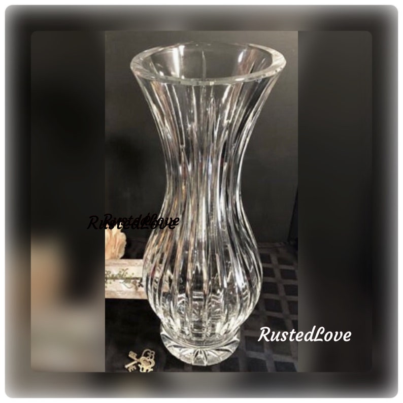 Heavy Cut Lead Clear Crystal Vase Flared Flower / Wedding Gift Etsy