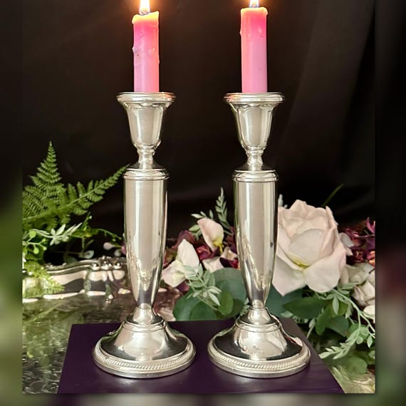Sterling Silver FB Rogers Candle Holders / Sterling Silver Dinner Taper Candlesticks / Vintage Sterling Candle Holders / Silver Candlesticks