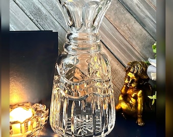 Glass Cut Glass Carafe Water Holder / Vintage Bedside Carafe / Vintage Clear Cut Glass Decanter / Glass Liquor Holder / Water Glass Carafe