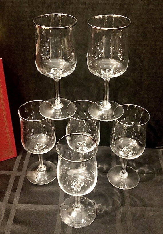 Lenox Wine Glasses / Lenox Desire / Platinum Rim / Vintage Wine