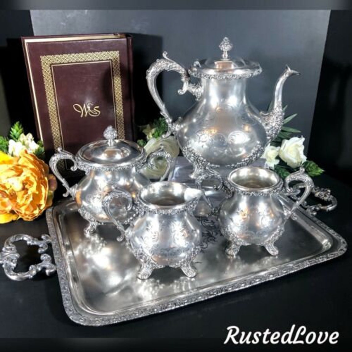Antique Standard Silver Co. Tea Coffee Set / Tray Victorian Etsy