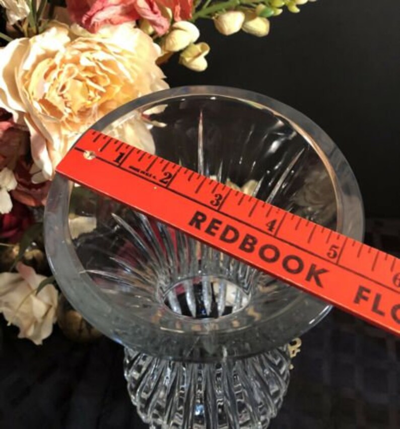 Heavy Cut Lead Clear Crystal Vase Flared Flower / Wedding Gift Etsy