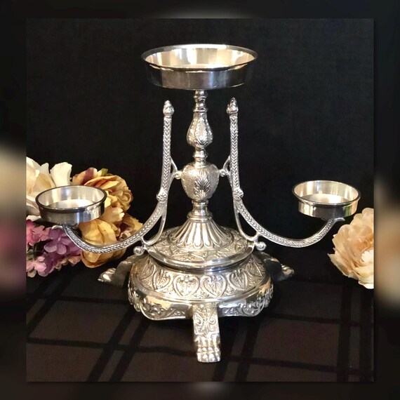 Candle Holders / Andrea by Sadek / Silver Plated Candelabra / Vintage Centerpiece Candle Holder / Vintage Andrea by Sadek Centerpiece