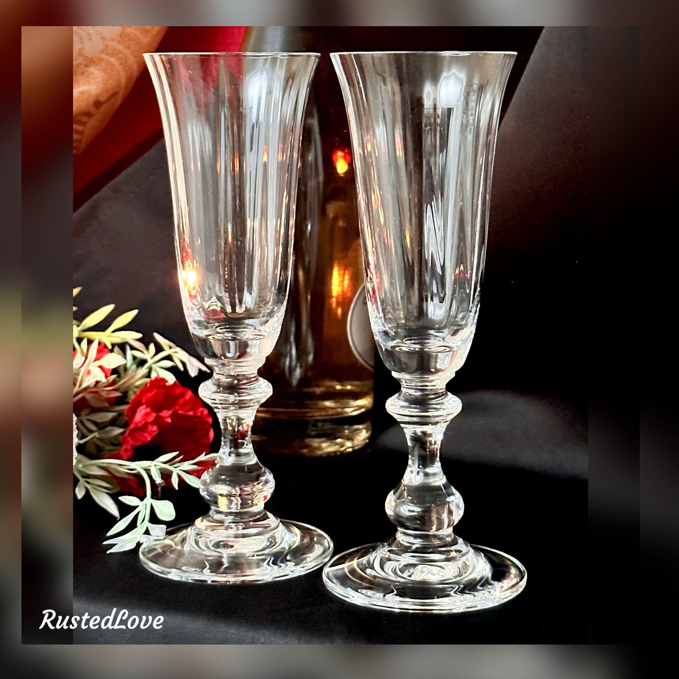 Vintage Mikasa Olympus / Champagne Flutes / Toasting Glasses / Elegant  Stemware / Crystal Glass / Wedding Champagne Glasses / Pair