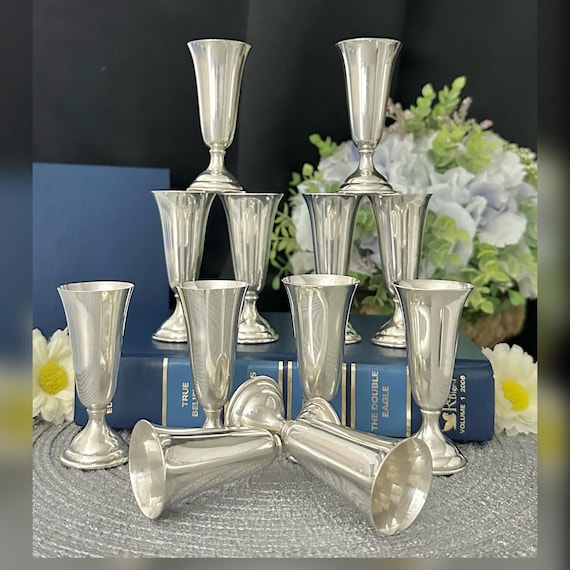 Sterling Silver Cordial Cups by Randahl - Vintage Sterling Shot Glasses - Set of 12 Randahl Sterling Silver Cordial Cups - Barware Gift Set
